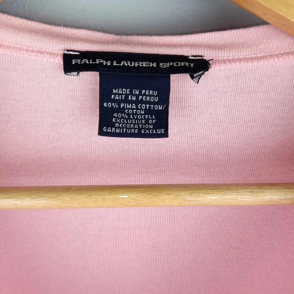 Polo Ralph Lauren Light Pink V-Neck Short Sleeve Tee - Picture 3 of 4